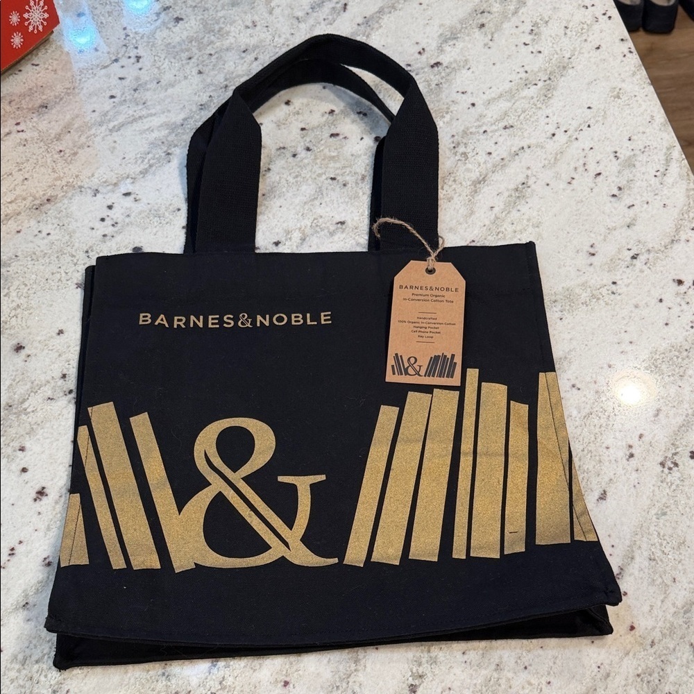 Barnes & Noble Black Tote with Gold Design